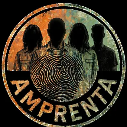 Logo Amprenta: cei patru membri în siluetă, peste o amprentă